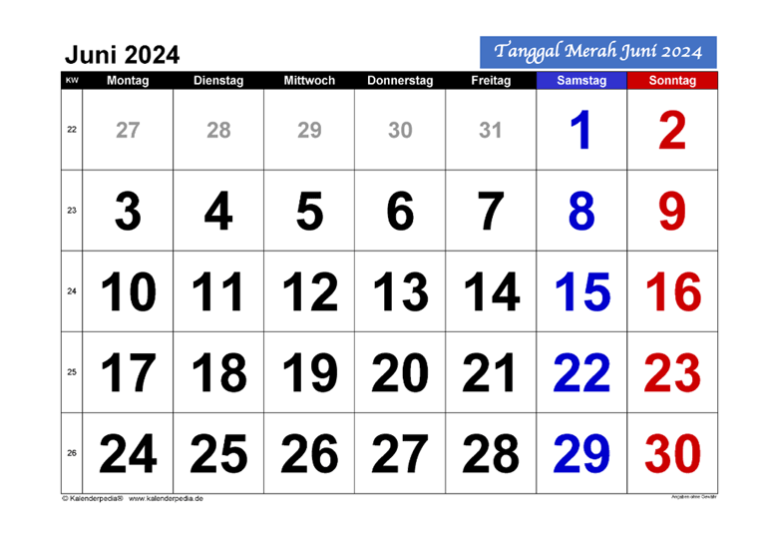Tanggal Merah Juni 2024