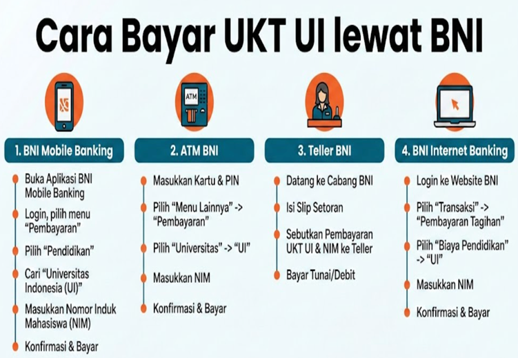Cara Bayar UKT UI lewat BNI